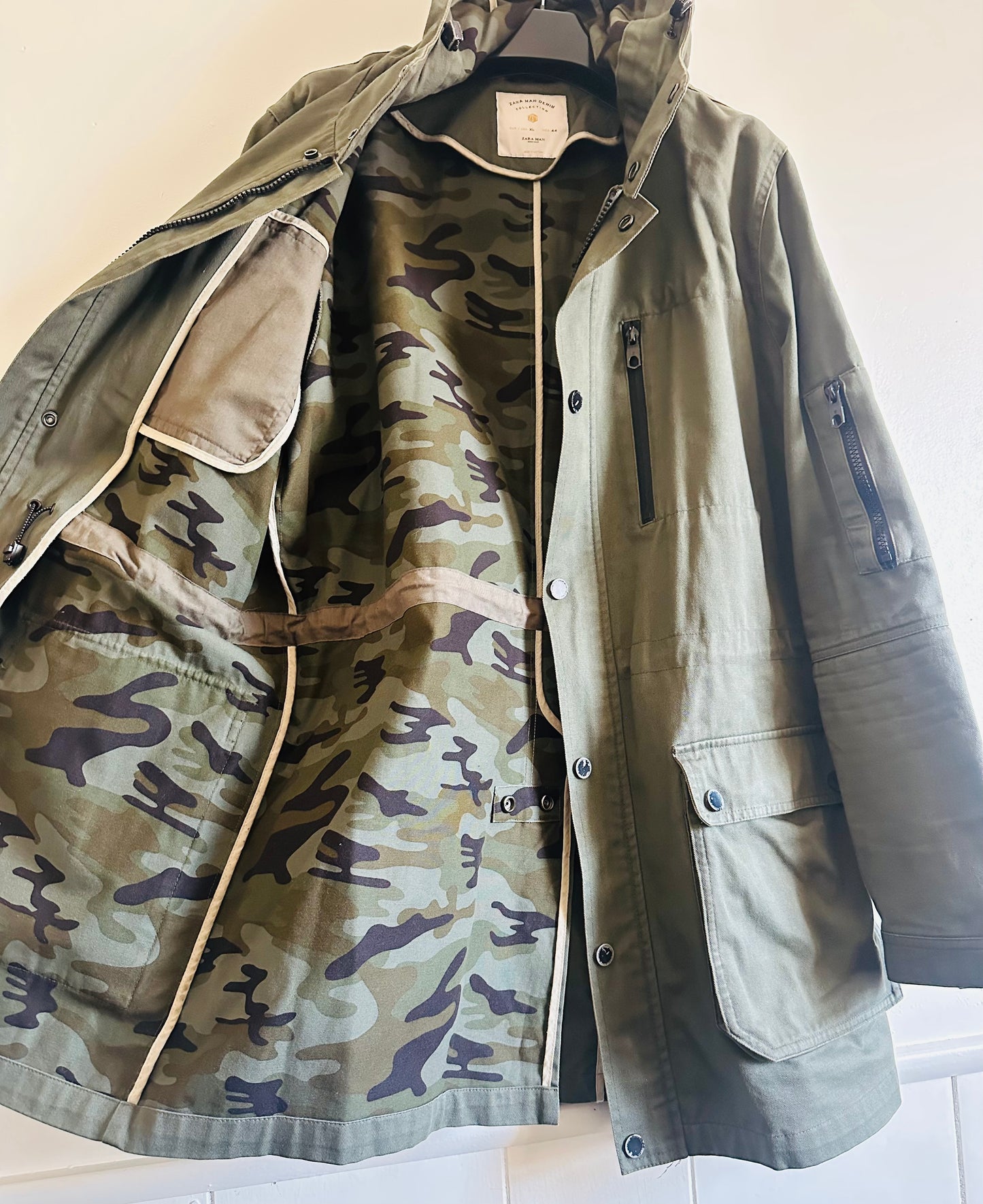 Zara Man XL Denim army green Raincoat