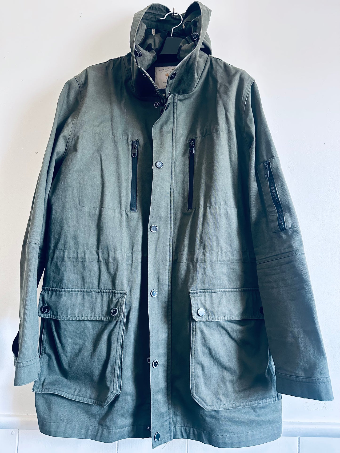 Zara Man XL Denim army green Raincoat