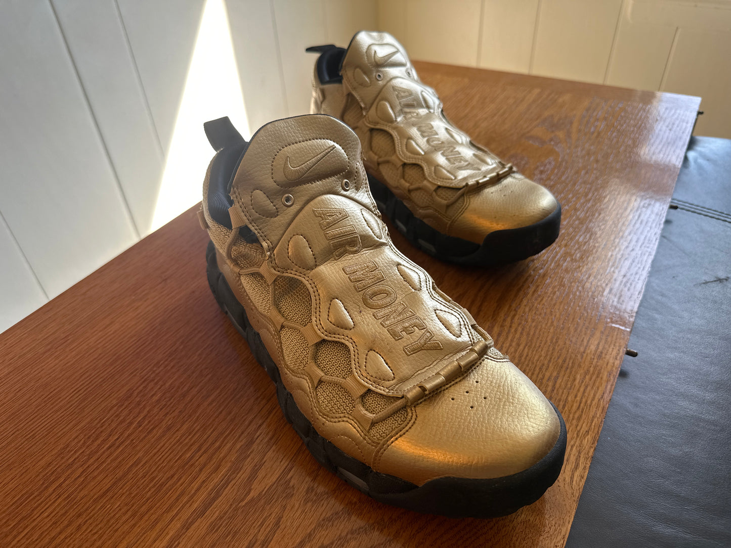 Men’s Nike Air More Money metallic Gold sneakers
